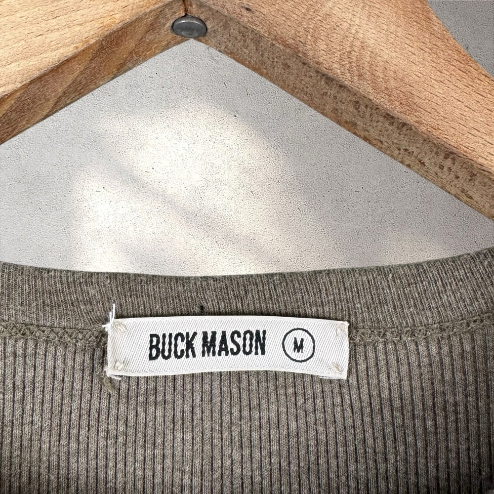 Buck Mason Surplus Ribbed Maxi Dress Marled Bay Leaf Organic Cotton Minimalist M - Picture 4 of 7